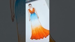 'How to draw fashion illustration/ easy fashion dress drawing tutorial/......#short'
