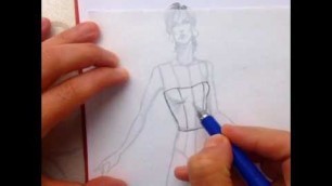 'Strapless dress w/tulle-Fashion sketch tutorial by ZEYNEP ​DENIZ'