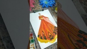 'fashion sketch fashion.I.S indian gown #fashionillustration #wayercolorsketch #Shorts'
