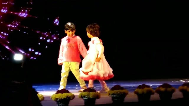 'Misti participating at ramp walk school fashion show with her classmates 