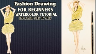 'How to draw a dress || Fashion Drawing for beginners || Drawing Tutorial  || Fashion illustration'