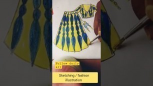 'fashion drawing easy#drawingofdress#newdressdrawing #dressdrawingeasywithcolour#easydrawarts#shorts'