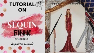 'Sequin Rendering tutorial ||Sequin Dress || Sequin Fashion illustration||How to sketch Sequin Dress'