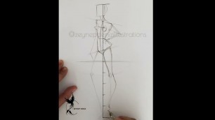 '3/4 view Fashion Croquis-Fashion sketch tutorial by ZEYNEP DENIZ'