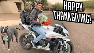 'Bikers Give Thanksgiving Meals to the Homeless and Their Dogs! [Motovlog 318]'