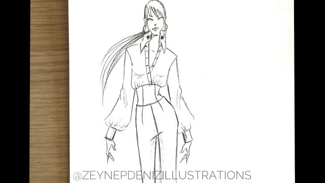 'Smart casual work outfit-4-Fashion sketch tutorial by ZEYNEP DENIZ'