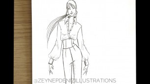 'Smart casual work outfit-4-Fashion sketch tutorial by ZEYNEP DENIZ'