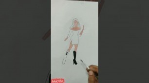 'Fashion sketching design with markers | watercolor dress 