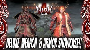 'Nioh Fashion! : Deluxe Edition Weapon & Armor Showcase | Sanda Crimson Set, Nioh Armor, Ogress Mask,'