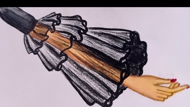 'Fashion illustration | how to draw frills easy way| #shorts  #Queenoffashion #frillsdraw'