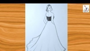 'Girl Drawing||Dress Drawing||Pencil Sketch||Girl Drawing ideas for Beginners'