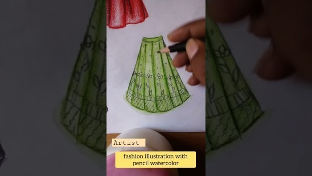 'fashion illustration with pencil watercolor#fashion sketch watercolor#easy art sketches#arts#shorts'