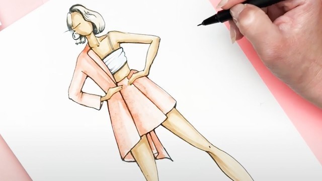 'Fashion Sketch With Watercolor for Beginners (Speed painting) #fashionillustrationtutorial'
