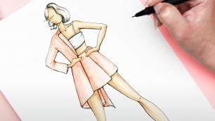 'Fashion Sketch With Watercolor for Beginners (Speed painting) #fashionillustrationtutorial'