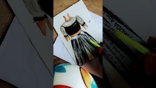 'easy fashion sketch || new paper use in illustration #shorts'