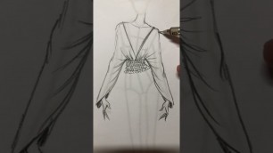 '2.15 min. Blouse pencil sketch-Fashion sketch tutorial by ZEYNEP DENIZ'