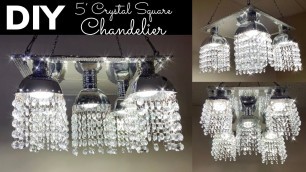 'DIY Instagram Request || 5’ Crystal Square Chandelier || Home Decor On a Budget || LED Lighting 2020'