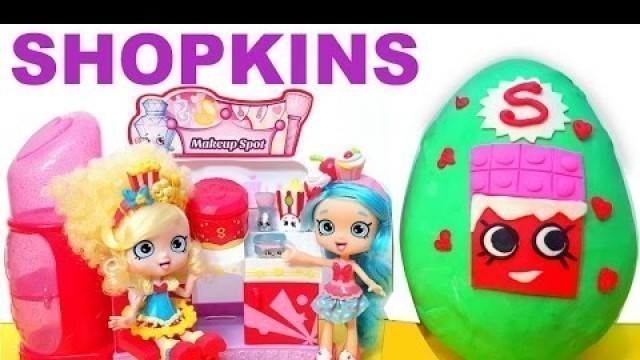 'Shopkins Season 3 Playset Makeup Spot Exclusive toy Huge Play doh Surprise Egg Blind Bags Video'