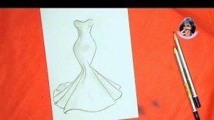 'how to draw a dress | dress sketches for designing | fashion drawing - S Pollen Art Academy'