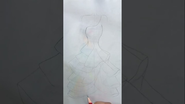 'How to draw a Blue dress fashion drawing ll Easy Drawing #fashion #pencildrawing #art #girl'