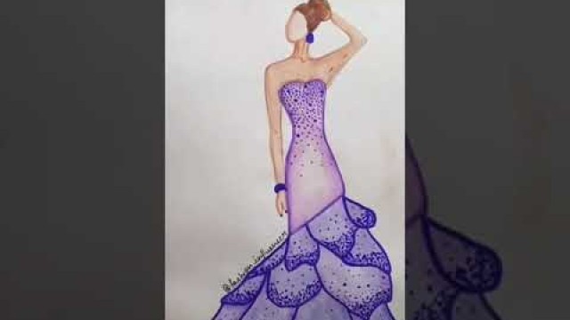 'fashion sketch step by step, learn stippling effect || glitter ||  #FASHIONINFLUENCER #MANSISEHGAL'