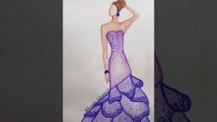 'fashion sketch step by step, learn stippling effect || glitter ||  #FASHIONINFLUENCER #MANSISEHGAL'