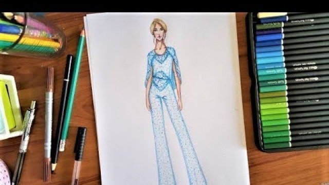 'Fashion Drawing : How To Draw  Jumpsuit With Sleeve Cap'