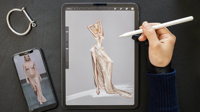 'Fashion illustration tutorial:Quick sketch for sequin dress'