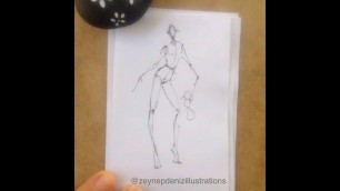 'Fashion sketch tutorial by ZEYNEP DENIZ-fashion figure croquie/quick sketch'