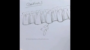 'Fashion sketch tutorial by ZEYNEP DENIZ-drawing gathers'