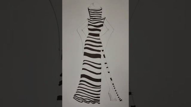 'Fashion drawing / Black white fashion sketch / fashion illustration tutorial'