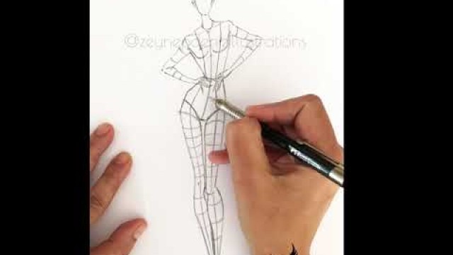 'Fashion figure drawing/front view-Fashion sketch tutorial by ZEYNEP DENIZ'