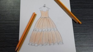 'How to draw beautiful dress | Fashion design drawing Tutorial 1 | Fashion sketching'