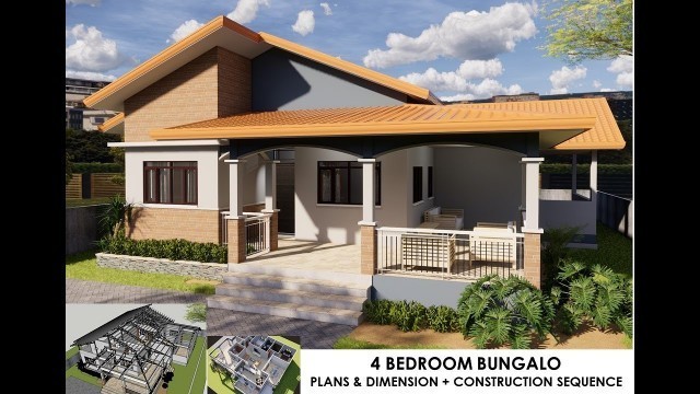 '4 bedroom bungalow 14m x 14.5m house design idea'