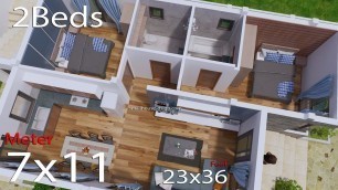 'Plan 3D Interior Design Home Plan 7x11 Full Plans 2 Beds'