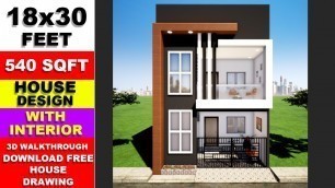 'Small space modern house design 2020, size 18x30 feet Plan No - 40'