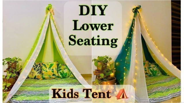 'Living Room Decor Ideas On A Budget / Lower Sitting Area Decor  / DIY Kids Tent'