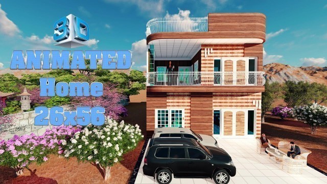 '3D Animated modern duplex home design. 3D एनीमेशन में देखें घर को अंदर से। Animated Home Design'