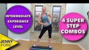 'Super Sweaty Step Aerobics At Home Workout with Four Combos (Intermediate)'