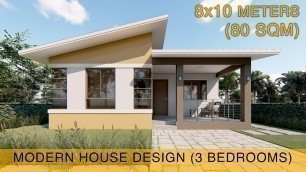 'Small House Design Idea (8x10 meters) 80sqm with three bedrooms'