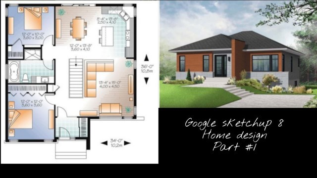 'GOOGLE SKETCHUP 8 - home design  (3+1 room)(Part-1)'