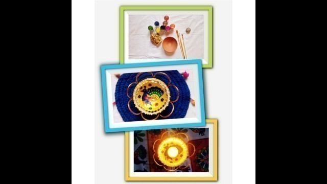 'Easy diya decoration idea/ diya painting idea/ diwali decor idea / home decor / diy tea light Holder'