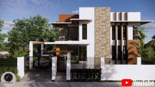 '2 STOREY HOUSE DESIGN with SWIMMING POOL, 3 BEDROOM, MODERN HOUSE DESIGN, 8X11m, 150sqm'