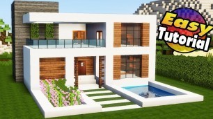 'Minecraft: Easy Modern House Tutorial + Interior - How to Build a House in Minecraft'