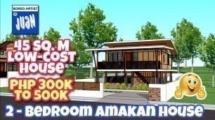 'LOW COST HOUSE | 2 BEDROOM AMAKAN HOUSE DESIGN | 45 sq.m | ArkiVlog #BahayKubo #LowCostHouse #Design'