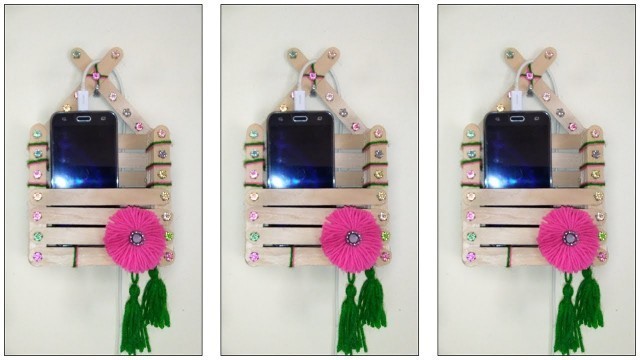 'Mobile Charging Stand || Popsicle Stick Crafts || DIY Wall Hanging || Home Decor Idea'