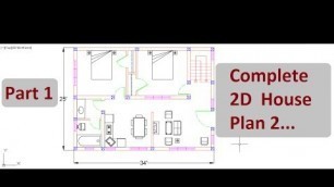 'Complete 2d house plan 2 (Part 1) | AutoCAD 2D design on cad software'