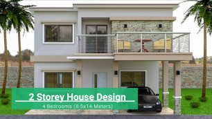 '4 Bedrooms House Design (8.5x14 Meters)'