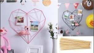 'DIY Scandinavian Room Decor Geometric Heart made of bamboo/wood skewers/ Kids and Teenager room idea'