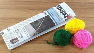 'COLOR WOOLEN & WASTE NEWS PAPER CRAFTING | DIY HOME DECORATING | BEST OUT OF WASTE'